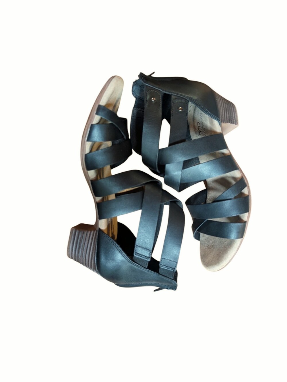 Clarks Collection Valarie Dream Strappy Black Leather Sandals - Picture 5 of 7
